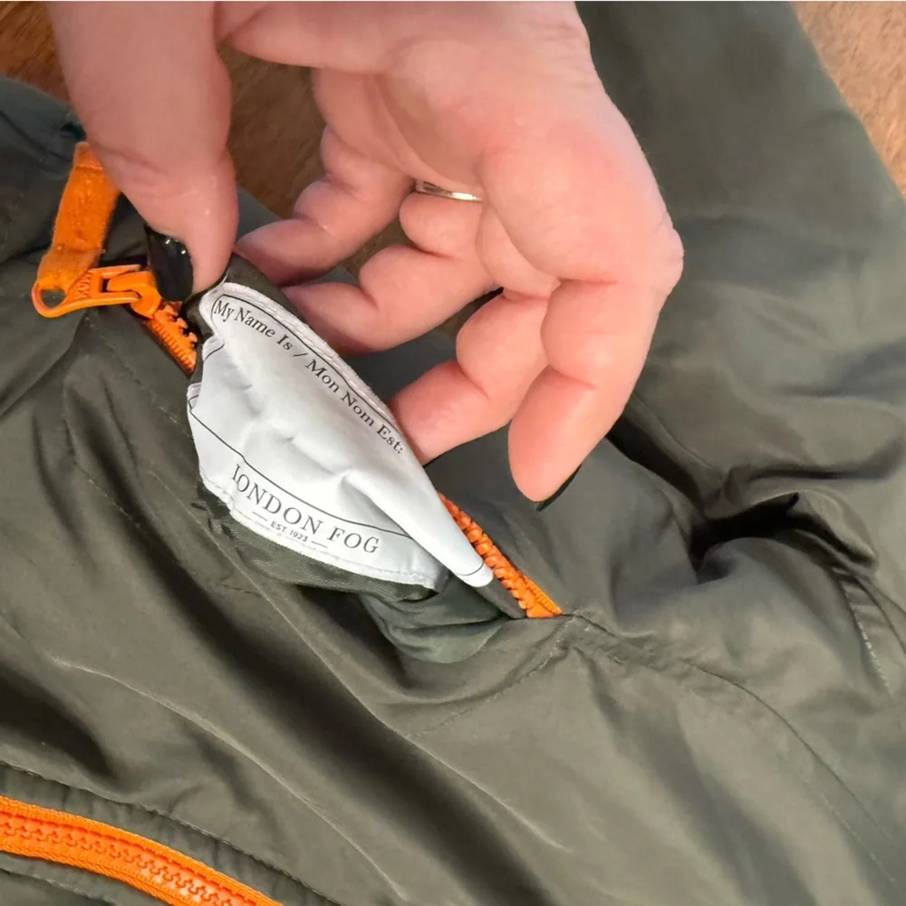 London Fog green Jacket Orange Trim reversible camo fleece size small 4 - Picture 3 of 13